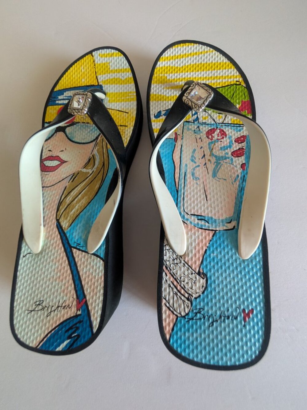BRIGHTON 7.5/8 WEDGE FLIP FLOP SANDALS COASTAL SUMMER BEACH NWOB - Picture 3 of 4